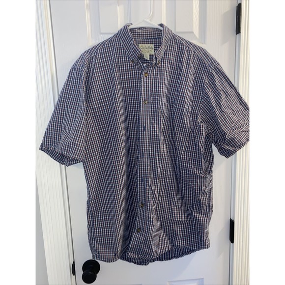 Chemise Homme Cabela's Legendary Camp - Plaid Bleu - Manches Courtes - Taille XL - Occasion Parfait état